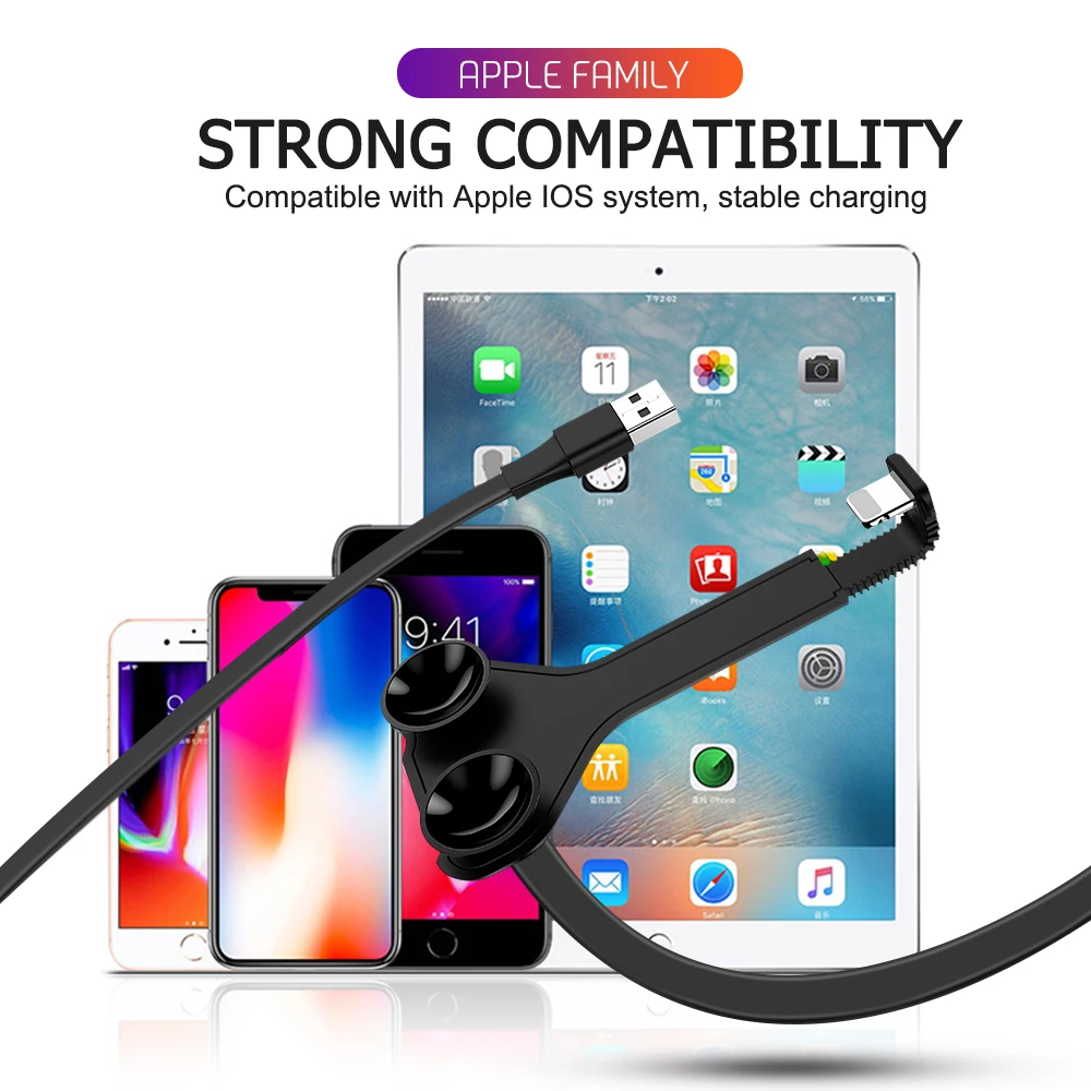 Зарядный usb-кабель для передачи данных для iPhone 6S 6 S 7 8 Plus Xs Max XR X 5 5S SE iPad Телефон игра присоска Быстрая зарядка длинный провод шнур