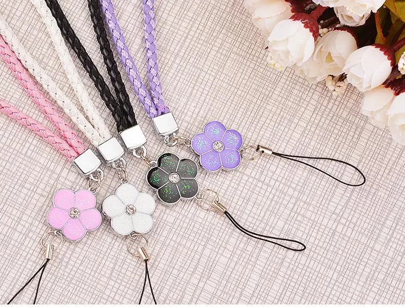Wholesale PU Leather Mobile Phone Strap Smart Phone Key Holder Ring Flower Lanyard Phone Accessory Cord Hand Rope Keychain