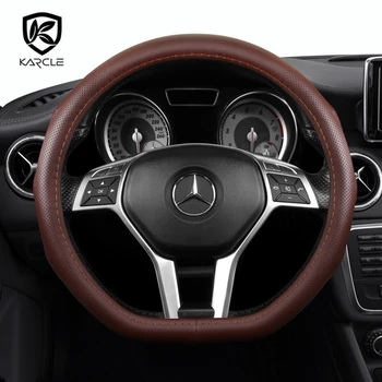 

O Type D Type Car Steering Wheel Covers Genuine Leather Auto Steering Wheel Protector Anti-Slip Car-Styling Interior Accessories