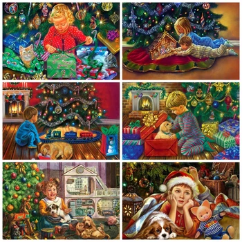 

HUACAN Full Square Diamond Embroidery Kid Cross Stitch New Arrival Diamond Painting Christmas Mosaic Cartoon Handmade Gift