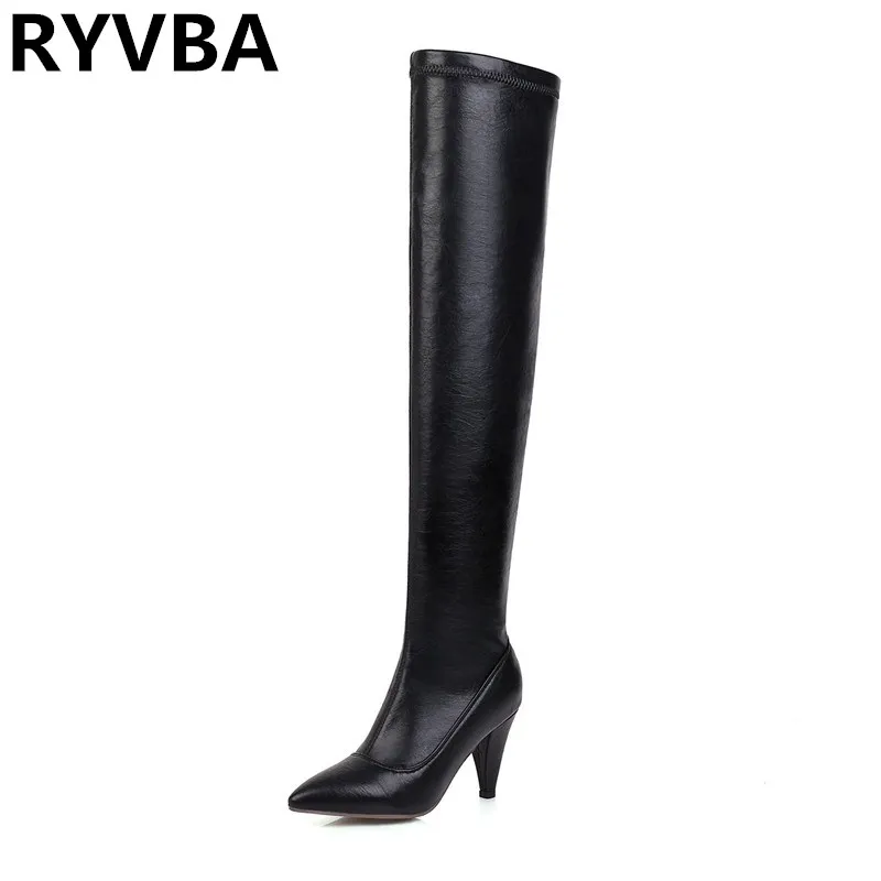 RYVBA 2019 г. Женские ботфорты на тонком высоком каблуке женские осенне-зимние сапоги