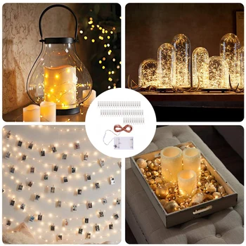 

20/30/50/100 LED Photo Clip String Lights Copper Wire Clip Christmas Decoration Garland New Year Wedding Party Battery lamp