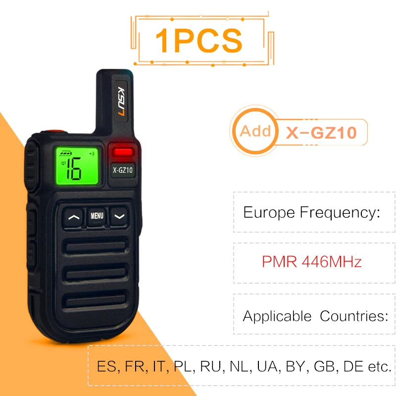 KSUN GZ10 1 Or 2PCS Mini Walkie Talkie European Legal Frequency PMR446 Intercom FRS Two Way Radio for Restaurant Hunting Radio walkie talkie Walkie Talkie