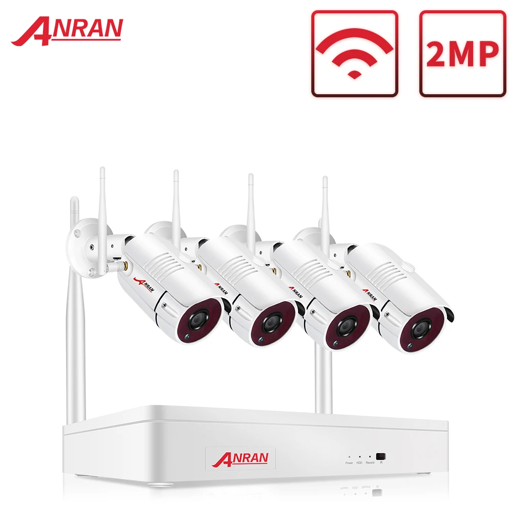 ANRAN 2MP Wi-Fi NVR Kit 4CH Беспроводной CCTV Системы 1080P IP Камера P2P Видео видеонаблюдения