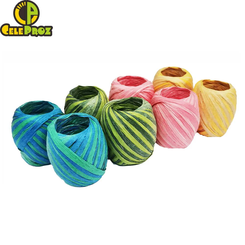 Raffia Paper Ribbon Twine Strings 15 Rolls 15 Colors Set for DIY Craft Gift  Box Packing