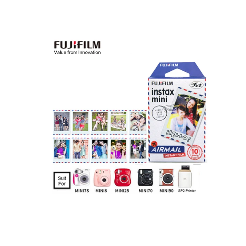 Фотобумага fujifilm instax 10-100 Листов Белая краевая цветная краевая фотобумага для mini9/7c/25/90/mini 8