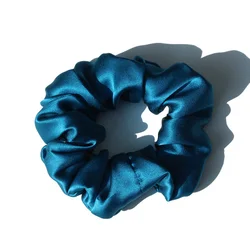 Luxurious 100% Pure Mulberry Silk Large Hair Scrunchies (3.5cm Peacock Blue)