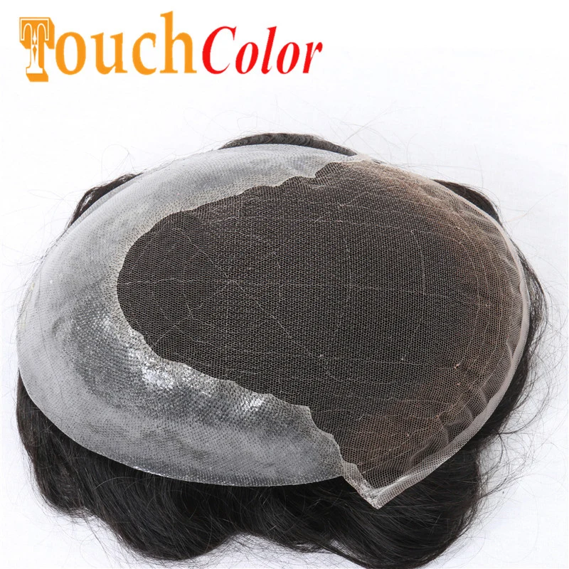 Q6 Lace Base Herren-Haarsystem Unsichtbare Schweizer Spitzenfront Herren-Kapillarprothese Echthaar Herren-Toupet Perücken-Ersatz – Detail 1