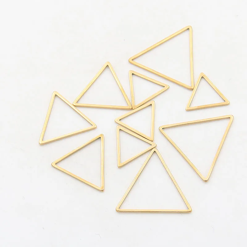

10pcs 3 Size Triangle Charm Gold Stainless Steel Pendant Open Bezels Hollow Pressed Resin Frame Mold DIY Jewelry Making