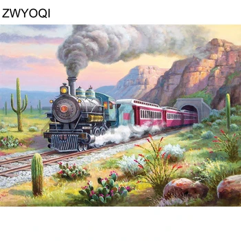 

Full Round Diamond painting Cross stitch Cactus Hyacinth Full Square Diamond embroidery Train cave DIY 3D Diamond mosaic train