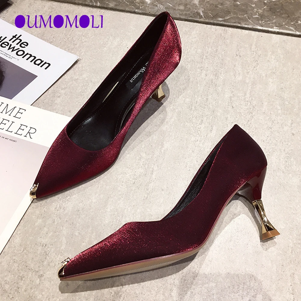 

2020 Women Pumps Fashion new High Heels Shoes Black green wine red Shoes Women Bridal Wedding Shoes Ladies Q044