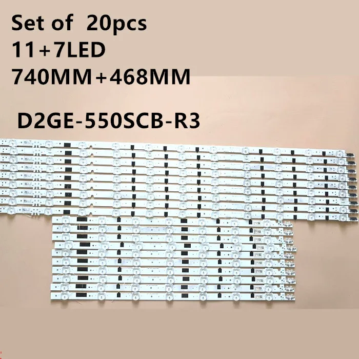 

20 unids/set de retroiluminaciÃ³n LED D2GE-550SCB-R3 D2GE-550SCA-R3 para samsung UA55F6400AJ 2013SVS55F R 7 L 11 25312A 25313A