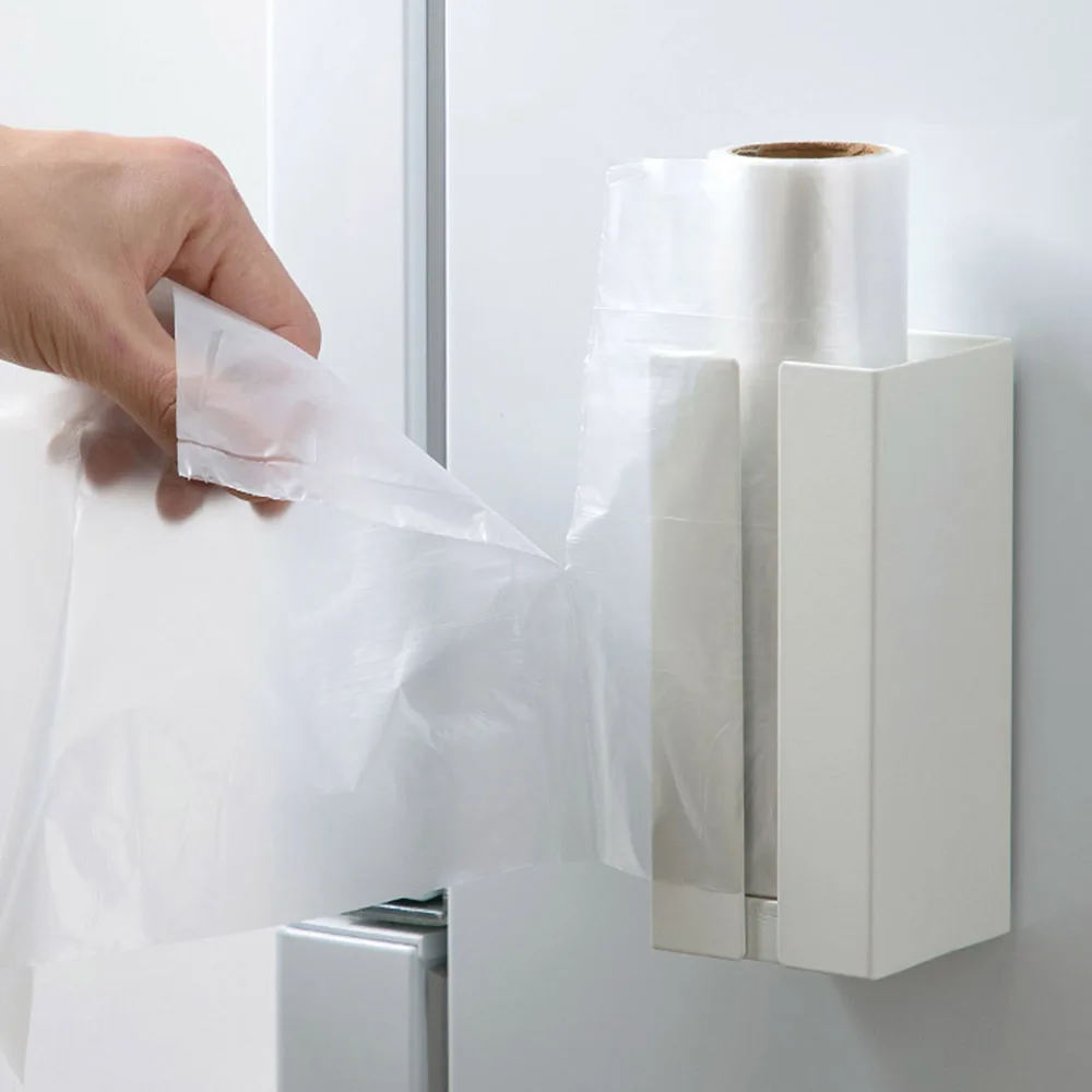 

Kitchen Refrigerator Plastic Wrap Storage Rack Holder Magnet Garbage Bag Storage Box Shelf Sundries Organizer