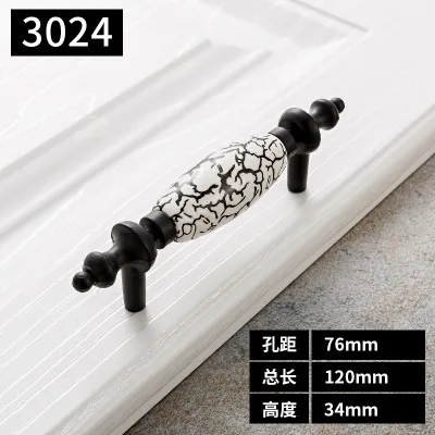 Черно-белые дверные ручки в стиле кантри керамические ручки ящика Ручка кухонный шкаф ручки и ручки для мебели - Цвет: B