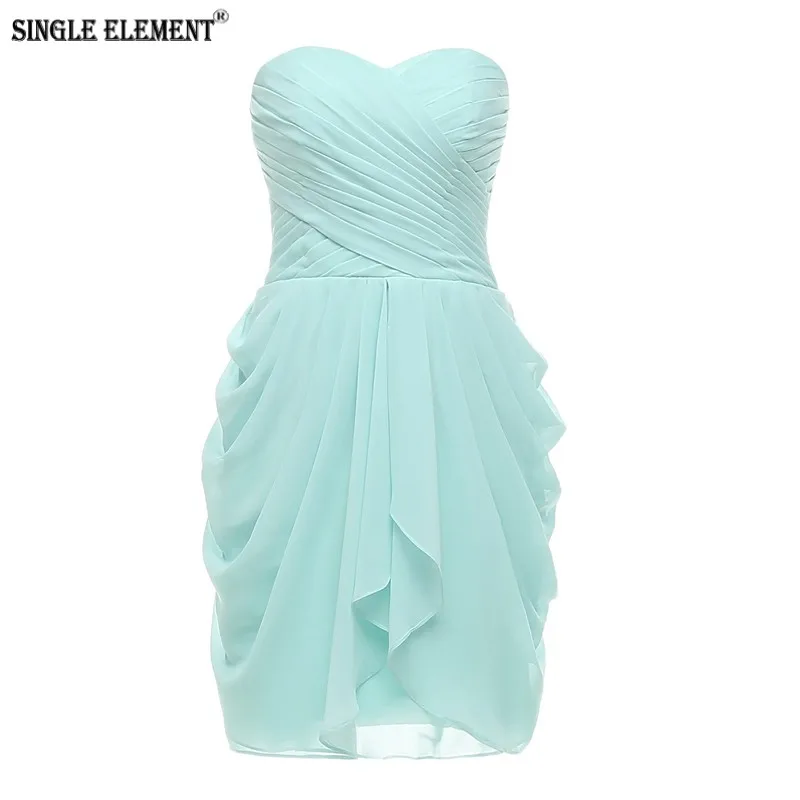 

SINGLE ELEMENT Under 50 Real Photo Short Chiffon Sweetheart Bridesmaid Dresses