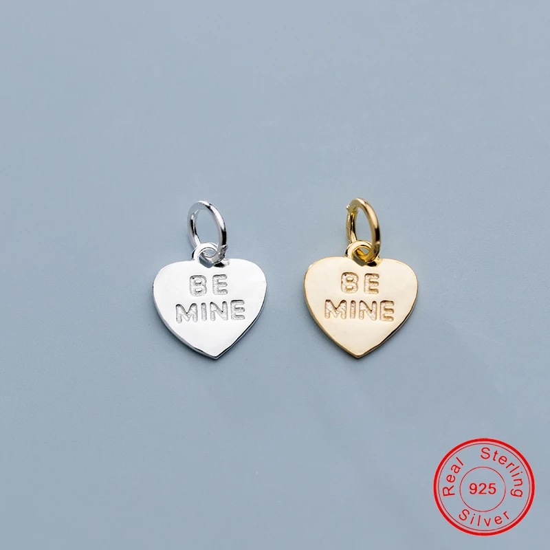 

UQBing 100% Pure 925 Sterling Silver Engraved Letter Heart Shape Charms Pendant Jewelry Making Bracelet Necklace DIY