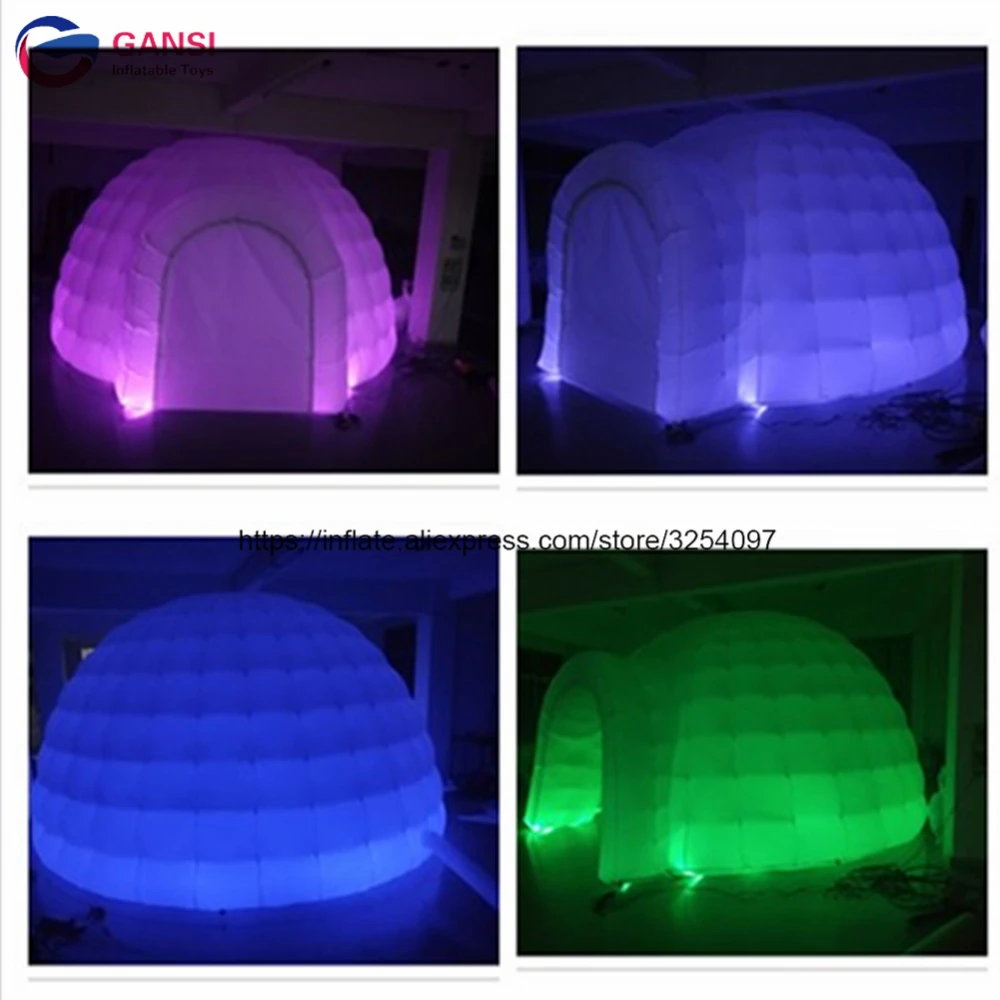 Free shipping inflatable lighting party dome tent customized size inflatable event tent with led light lighted inflatable dome tent rooftop building led inflatable igloo tent for display