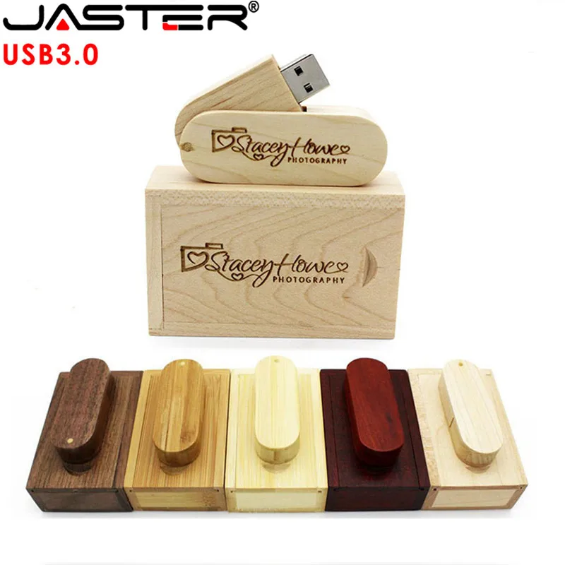 JASTER USB 3 0 Логотип Настраиваемый вращающийся деревянный usb + коробка флеш