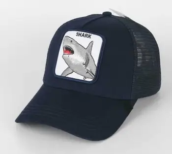 

2019 New Summer trucker cap mesh snapback hip hop hats for men embroidery baseball cap Shark - blue