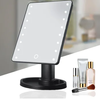 

Wholesale Professional LED Light Makeup Mirror Adjustable Light 16/22 TouchScreen Table Mirror Bathroom Travel Cosmetic Mirror M