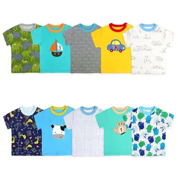

[2 Pcs/Lot Random Color]Elvesnest Baby Girl Tops Cotton Short Sleeve Baby Boy Tops Summer Cartoon Print Girl T-Shirts 3-24Months