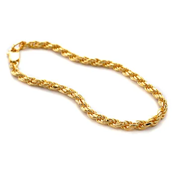 

Italy 3MM Punk 18K Gold plated Authentic 925 Sterling silver Braid Roped Twisted Chain Chunky Bracelet Wist fine Jewelry TLS331