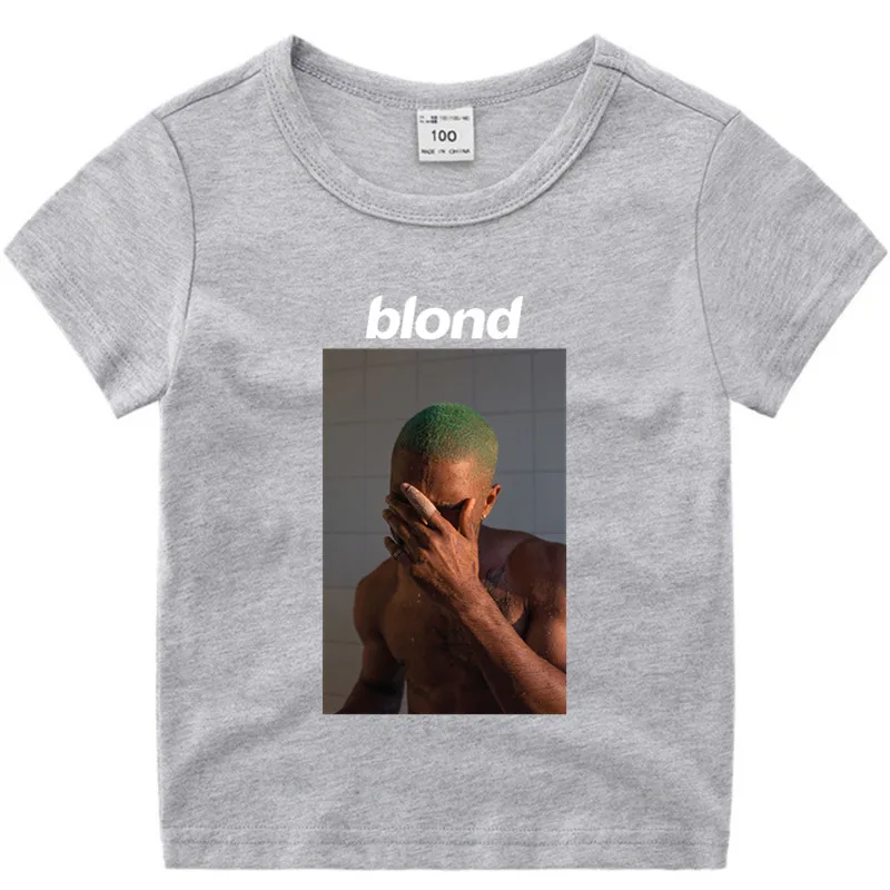 T99A-Grey Маленький мальчик и девочек с рисунком в стиле аниме Рисунок Frank Ocean блондинка, хлопковая футболка, летняя детская одежда для рождественских праздников, футболка с изображением мультипликационных персонажей для детей футболка для малышей - Цвет: T99A-Grey