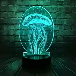 Новый 3D морских существ блеск Медузы 7 цветов изменить светодиодный Украшения в спальню Иллюзия USB удаленного ночь свет настроение дети