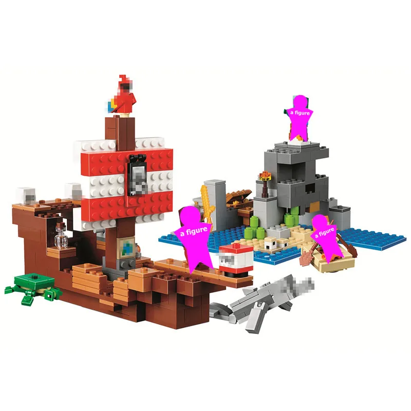 

The Pirate Ship Adventure Building Blocks Sets Bricks Classic Movie Model Kids Minecrafted Toys For Children Gift
