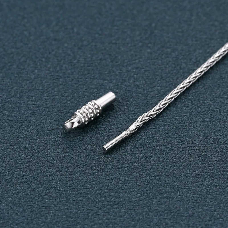 BOCAI Real Solid s925 Silver Jewelry Retro Hand-woven 1.5MM Trendy Hemp Rope Personality Man and Woman Necklaces