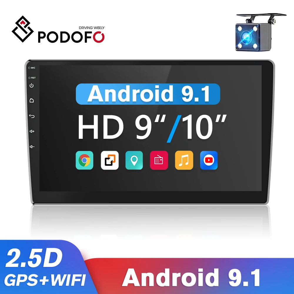 Podofo 2Din Android Car Radio 9/10.1 Inch Multimedia Video Player Universal Auto Stereo For Volkswagen Nissan Hyundai Kia Toyota