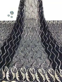 

African mesh lace sequin fabric embroidery 2019 high quality French lace fabric Nigerian wedding lace fabric FJ34081