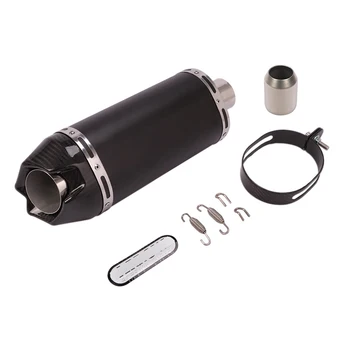 

360MM Universal Motorcycle Exhaust Tips Muffler Tail Pipe Stainless Steel Carbon Fiber Mounting Bracket