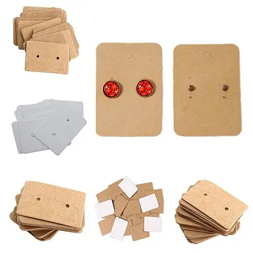 100 Pcs Jewelry Earring Ear Studs Hanging Display Holder Hang Cards 25x35mm | Украшения и аксессуары