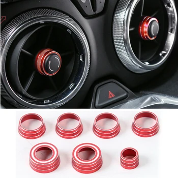 

7pcs Alloy Red Air Condition Knobs Circle Cover Trim For Chevrolet Camaro 16-20 New And High Quality