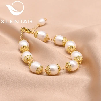 

XlentAg Designer Adjustable Chain Bracelets For Women Engagement Natural Pearls Copper Jewelry Mothers Day Gifts Pulseira GB0136
