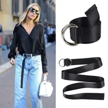 Nylon Weave Belt Double Ring Buckle Punk Waistband For Women Trend Designer Female Girdle Lengthen Belts For Jeans Accessories