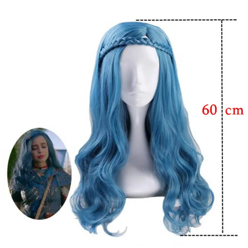wig B Костюм на Хэллоуин для детей Anilnc потомки 3 Эви девушки косплей костюмы с париком+ перчатки детские карнавальные вечерние комбинезоны - Цвет: wig B
