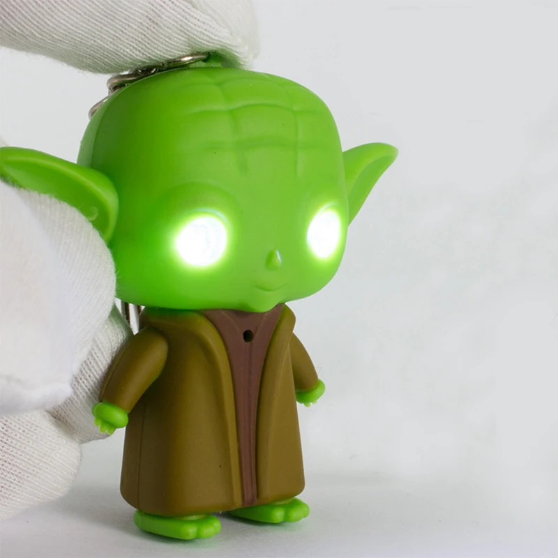 1pc Star Wars Master Yoda Pendant Figure Keychain LED Lite Torch Toy key rings