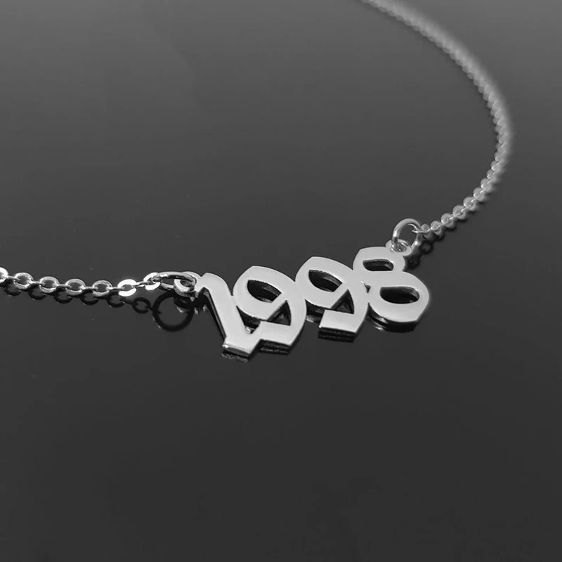 Персонализированные год рождения ожерелье Старый Английский год ожерелье год рождения Золотое женское ювелирное 1998 год подарок на день рождения