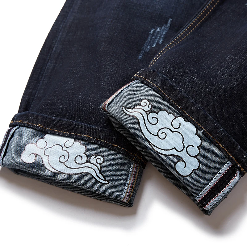 Мужские повседневные Прямые джинсы с эластичной резинкой на талии, модные хлопковые Стрейчевые мужские джинсы, джинсовые брюки размера плюс 6XL 8XL