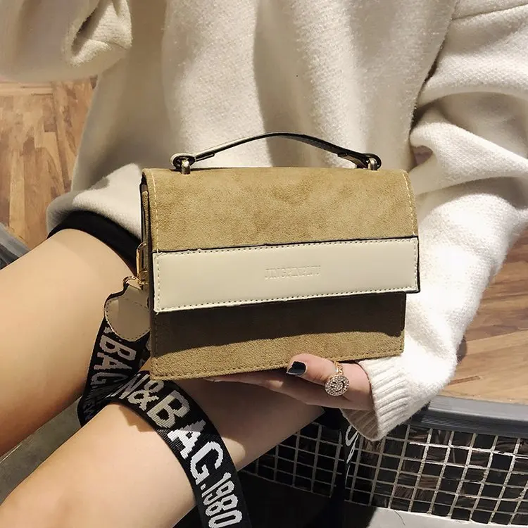 

2018 Winter New Style PU Handbag Artificial Leather Square Sling Bag Car Suture Pu Shoulder Solid Color Pull
