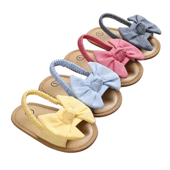

2020 Sandals Baby Girls Bow Knot Summer Soft Sole Flat Princess Shoes Infant Non-Slip First Walkers Indoor Playing