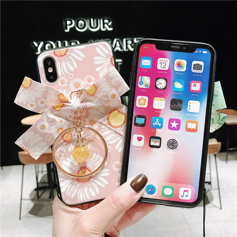 Чехлы для Huawei Mate10 P20 Lite Nova 2i Honor 9i P Smart Plus 2019 3D бант цветок длинный короткий ремешок
