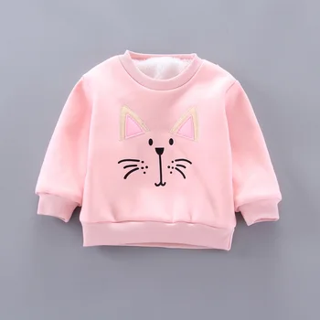 

Baby Boys Girls Clothes Kids Plus Velvet Tops Costume Children Winter Thick Sweatshirts Toddler Casual Sweater Cartoon Kitten