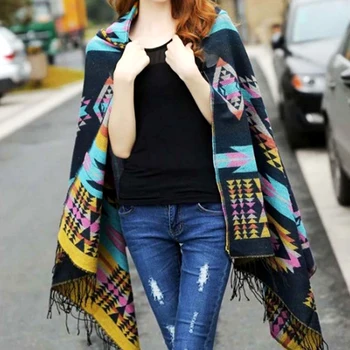 

Stylish Women Shawl Hoodie Cape Poncho Acrylic Wool Shawl Scarf Fashion Girls Ladies Sweater Fringe Hooded Wraps 2019