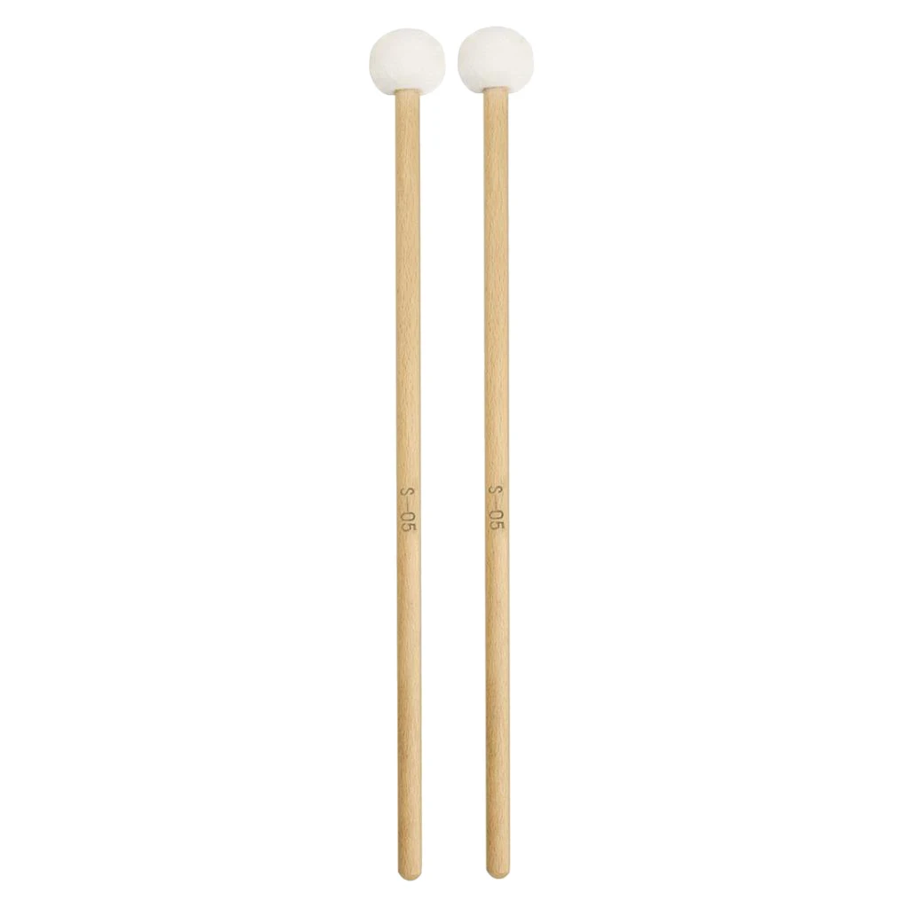 Bass Drum Mallets Sticks Felt Mallet with Wood Handle for Percussion Bass Drum, 15 Inch