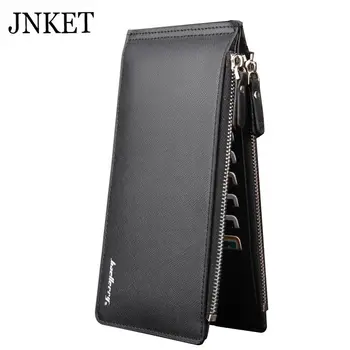 

JNKET Fashion Men's Ultra-Thin Wallets PU Leather Long Wallet Multi-Card Purse Card Holder Double Zipper