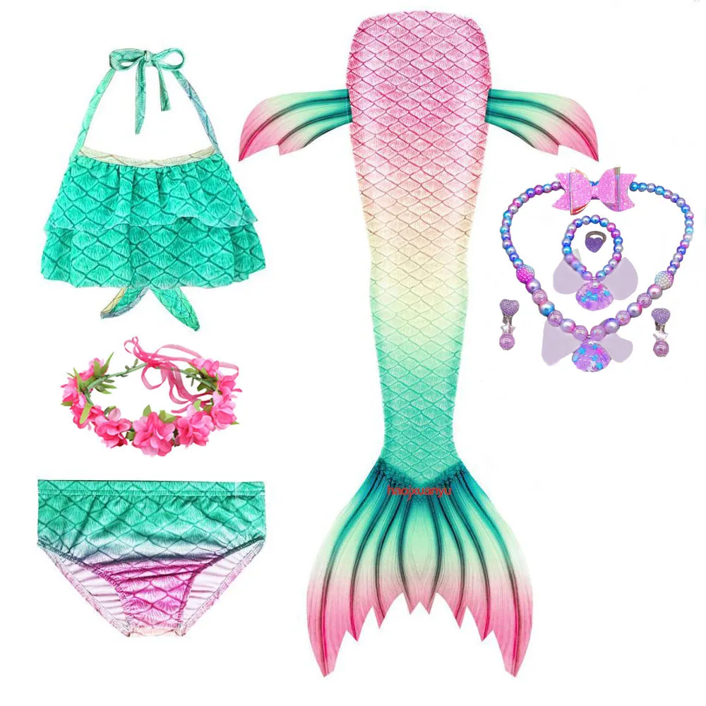 elvira costume Haojxuanyu Children Mermaid Swimwear Girls Pink Blue Bikini Set Kids Swimsuit Cosplay Mermaid Tail Costume for Swimming morticia addams dress Cosplay Costumes