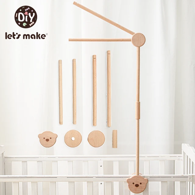 Let's Make Bear Shape Wooden Bed Bell Bracket Mobile Hanging Rattles Toy Wooden Bed Bell Bracket Protection Baby Room Decoration 1